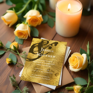 アンティーク素朴金ゴールドマップ結婚式招待状 招待状