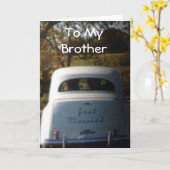 アンティーク結婚の兄の結婚式の日の車 カード (黄色い花)