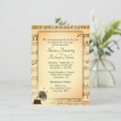アンティーク結婚の音楽テーマ招待状 招待状 (スタンド正面)