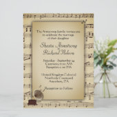 アンティーク結婚の音楽テーマ招待状 招待状 (スタンド正面)
