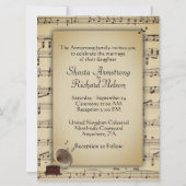 アンティーク結婚の音楽テーマ招待状 招待状 (正面)