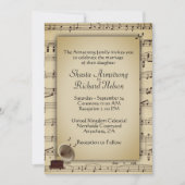 アンティーク結婚の音楽テーマ招待状 招待状 (正面)