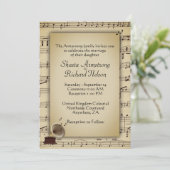 アンティーク結婚の音楽テーマ招待状 招待状 (スタンド正面)