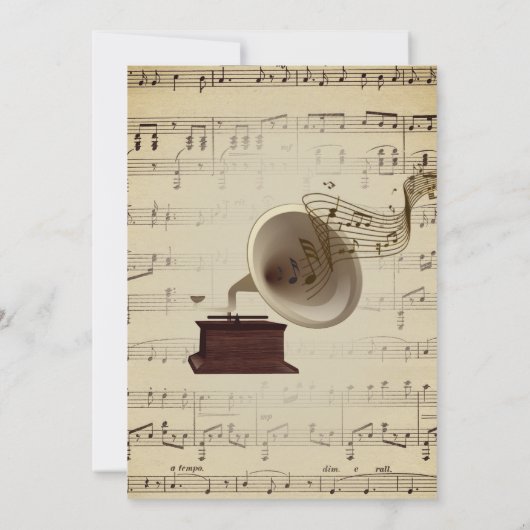 アンティーク結婚の音楽テーマ招待状 招待状 (裏面)