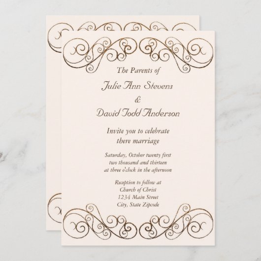 アンティーク結婚の 招待状 (正面/裏面)