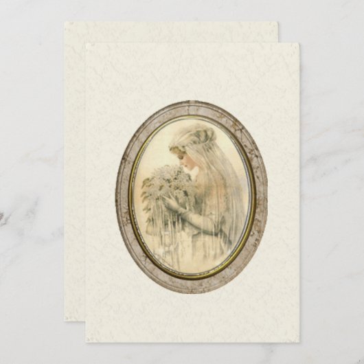 アンティーク結婚ブライドアイボリー招待状 招待状 (正面/裏面)