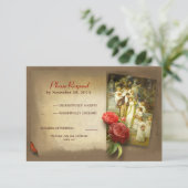 アンティーク結婚式の出欠確認カード 出欠カード (スタンド正面)