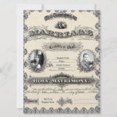 アンティーク結婚許可証写真結婚式招待状 招待状 (裏面)