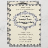 アンティーク結婚許可証写真結婚式招待状 招待状 (正面/裏面)