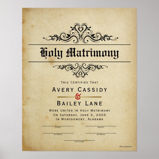 アンティーク結婚証書 ポスター (正面)