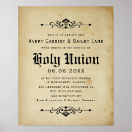 アンティーク結婚証書 ポスター