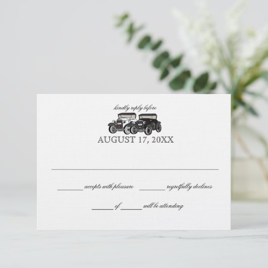 アンティーク結婚車応答カード 出欠カード (スタンド正面)