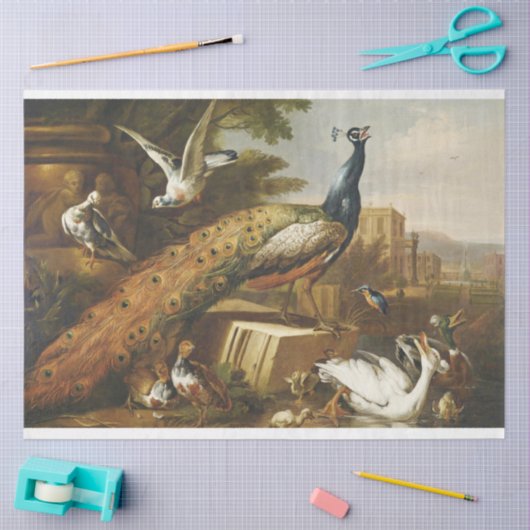 アンティーク絵を描ピーコックティッシュペーパー 薄葉紙 (クラフト)