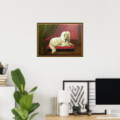 アンティーク絵画ズ – ピローにマルチーズを甘やかす ポスター (ホームオフィス)