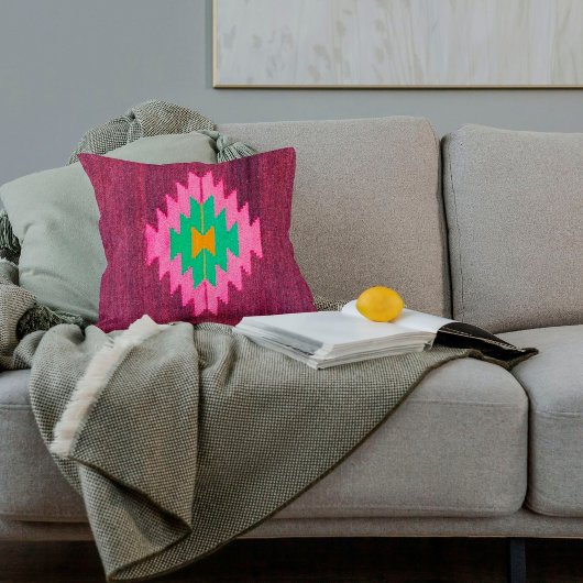 アンティーク織りワインベリーヴィンテージトルコキリムラグ クッション