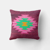 アンティーク織りワインベリーヴィンテージトルコキリムラグ クッション (裏面)