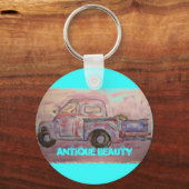 アンティーク美しいブルーパティナトラック キーホルダー (正面)