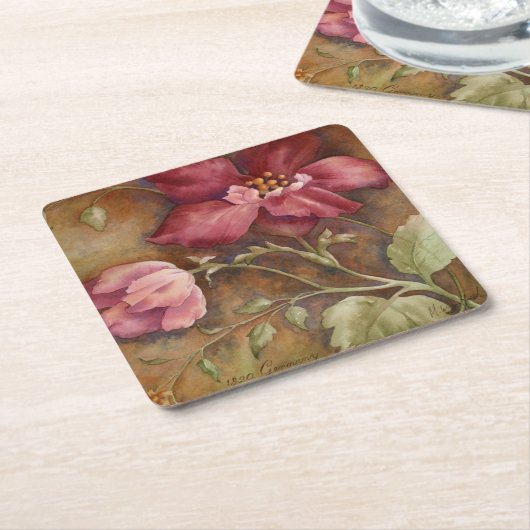 アンティーク美しいI スクエアペーパーコースター (アングル)