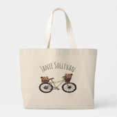 アンティーク自転車と花のバスケット ラージトートバッグ (裏面)