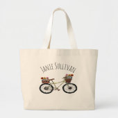 アンティーク自転車と花のバスケット ラージトートバッグ (正面)