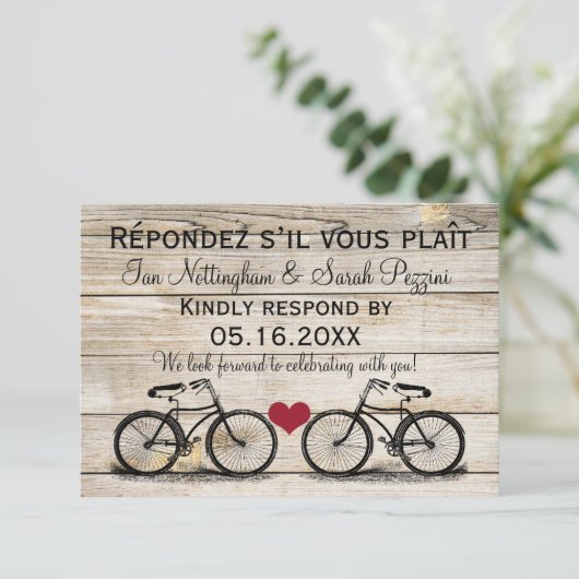 アンティーク自転車の結婚式出欠確認カード 出欠カード (スタンド正面)