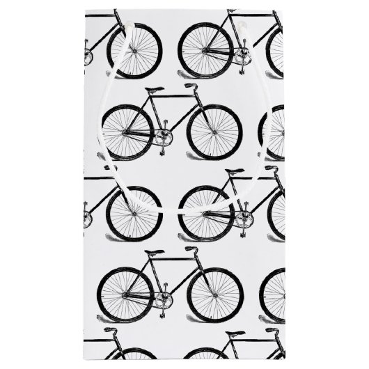 アンティーク自転車バイクアートカスタム背景色 スモールペーパーバッグ (裏面)