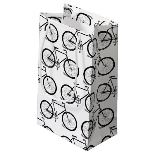 アンティーク自転車バイクアートカスタム背景色 スモールペーパーバッグ (裏面アングル)