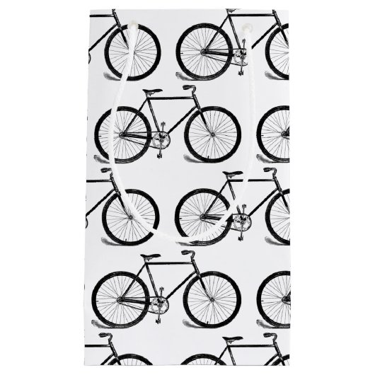 アンティーク自転車バイクアートカスタム背景色 スモールペーパーバッグ (正面)