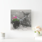 アンティーク自転車フラワーホルダー スクエア壁時計 (ホーム)