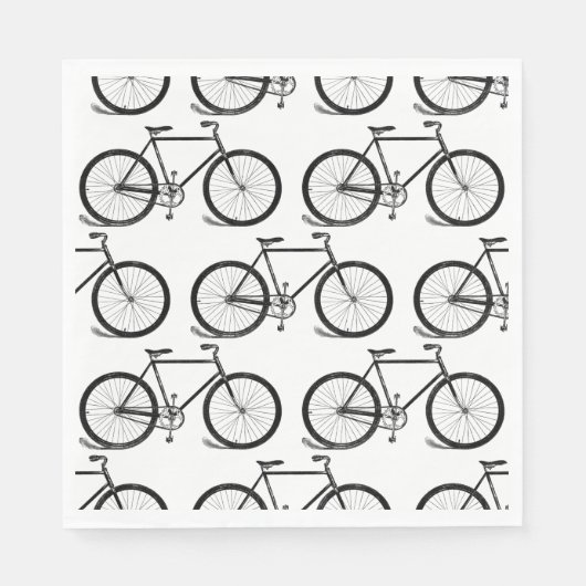 アンティーク自転車ヴィンテージバイクアートカスタムBGカラー スタンダードランチョンナプキン (正面)