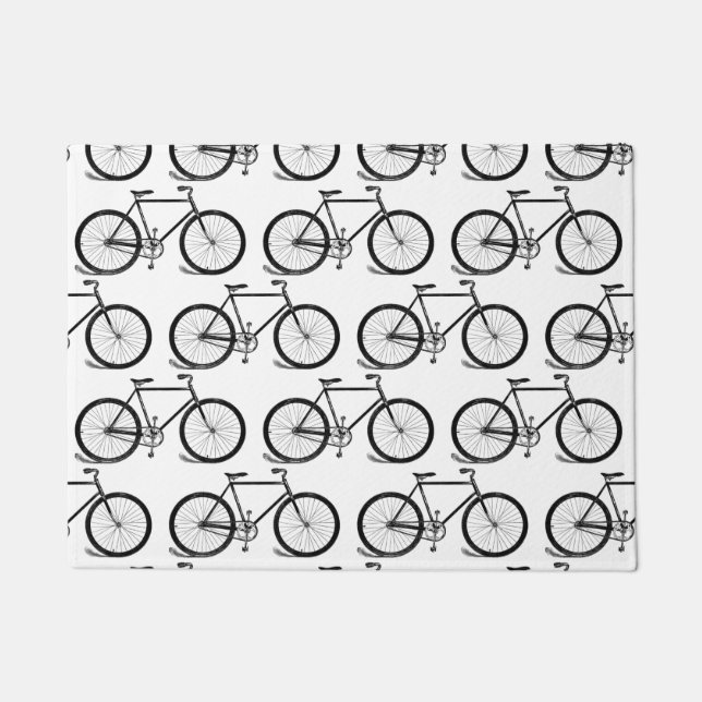 アンティーク自転車ヴィンテージバイクアートカスタムBGカラー ドアマット (正面)