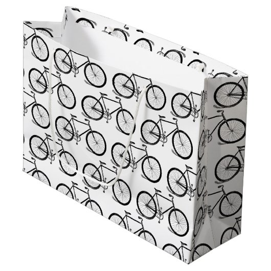 アンティーク自転車ヴィンテージバイクアートカスタムBGカラー ラージペーパーバッグ (正面アングル)