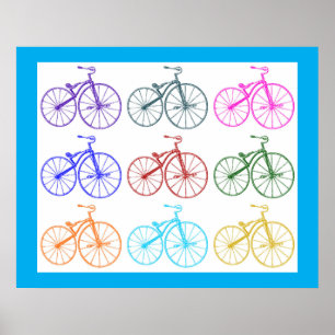 アンティーク自転車ヴィンテージ数々のプリント色 ポスター