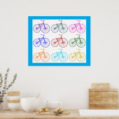 アンティーク自転車ヴィンテージ数々のプリント色 ポスター (キッチン)