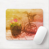 アンティーク自転車花ポットヴィンテージ白黒 マウスパッド (マウス)