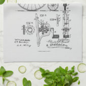 アンティーク自転車1887ペニーFarthing特許スケッチ キッチンタオル (折り畳み)