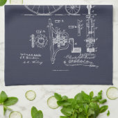 アンティーク自転車1887ペニーFarthing特許スケッチ キッチンタオル (折り畳み)