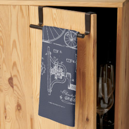 アンティーク自転車1887ペニーFarthing特許スケッチ キッチンタオル