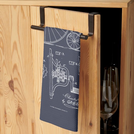 アンティーク自転車1887ペニーFarthing特許スケッチ キッチンタオル (三つ折り)