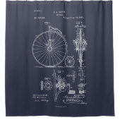 アンティーク自転車1887ペニーFarthing特許スケッチ シャワーカーテン (正面)