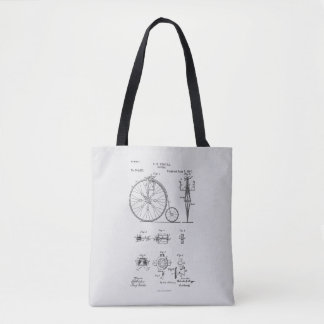 アンティーク自転車1887ペニーFarthing特許スケッチ トートバッグ