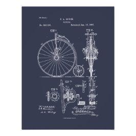 アンティーク自転車1887ペニーFarthing特許スケッチ フォトプリント