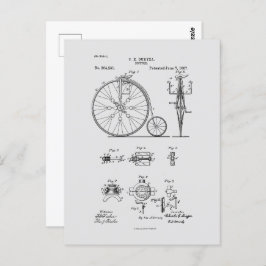 アンティーク自転車1887ペニーFarthing特許スケッチ ポストカード