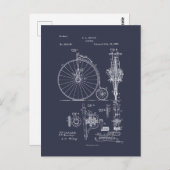 アンティーク自転車1887ペニーFarthing特許スケッチ ポストカード (正面/裏面)