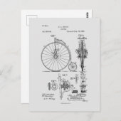 アンティーク自転車1887ペニーFarthing特許スケッチ ポストカード (正面/裏面)