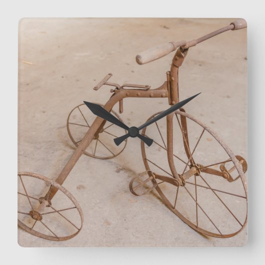アンティーク自転車 1928年 四角い壁掛け時計 スクエア壁時計 (正面)