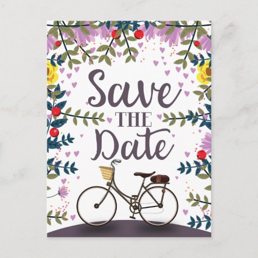 アンティーク自転車 Save The Date ポストカード (正面)