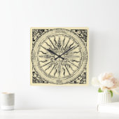 アンティーク航海のコンパスと風 スクエア壁時計 (ホーム)