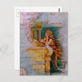 アンティーク航海のマップ&マーメイド ポストカード (正面/裏面)