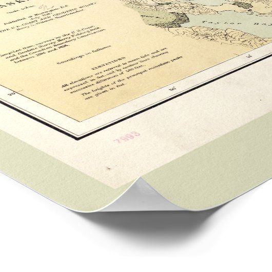 アンティーク航海の地図アラスカ氷河の地図 ポスター (角)